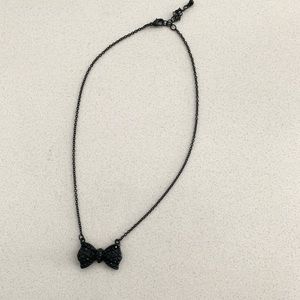 Black Stone Bow Tie Necklace